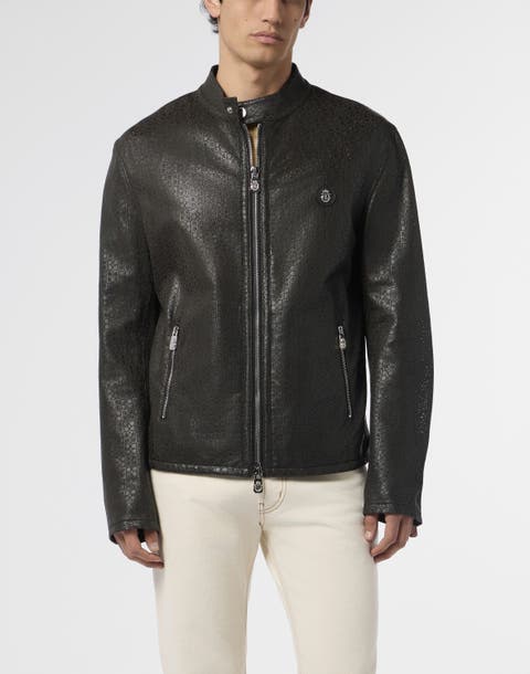 Perforated Moto Jacket Bb Men