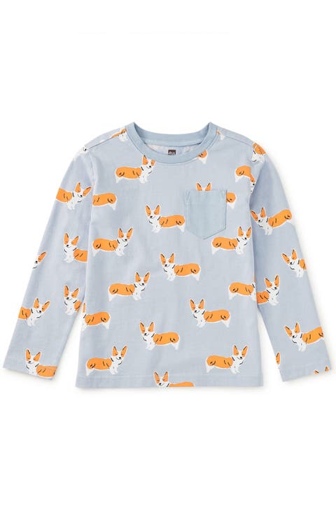 Long Sleeve Printed Pocket Tee