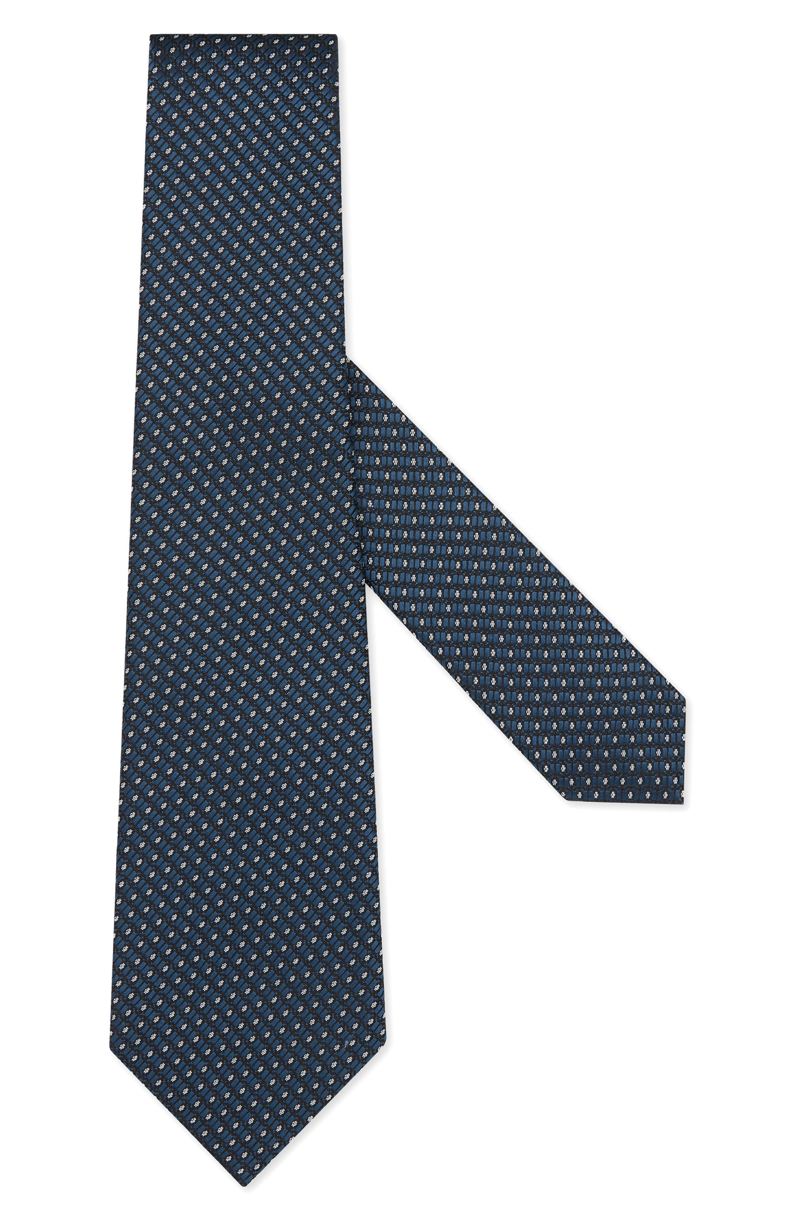 ZEGNA TIES Grid Silk Tie in Teal 