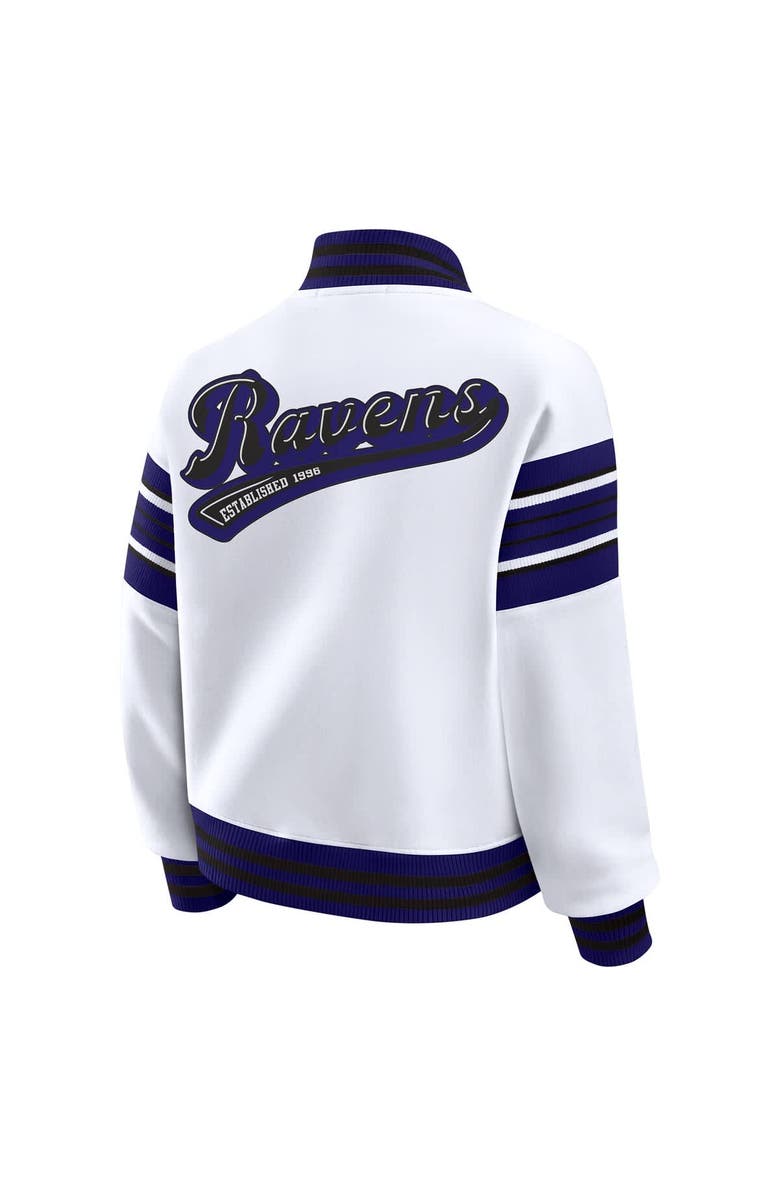 WEAR by Erin Andrews Women's WEAR by Erin Andrews White Baltimore Ravens Plus Size Full-Snap Fleece Sweatshirt Jacket, Alternate, color, White