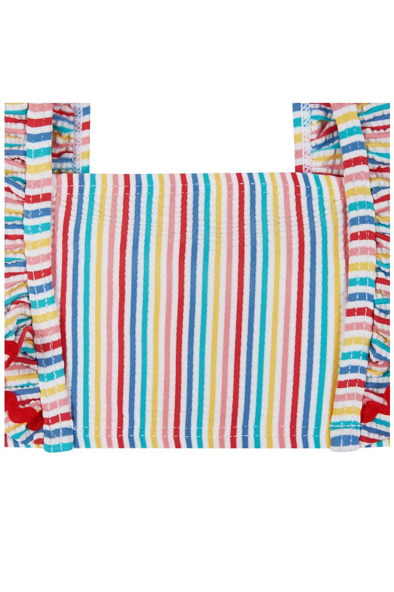 Three-Piece Ruffle Trim Bikini & Headband Set, Alternate, color, RAINBOW