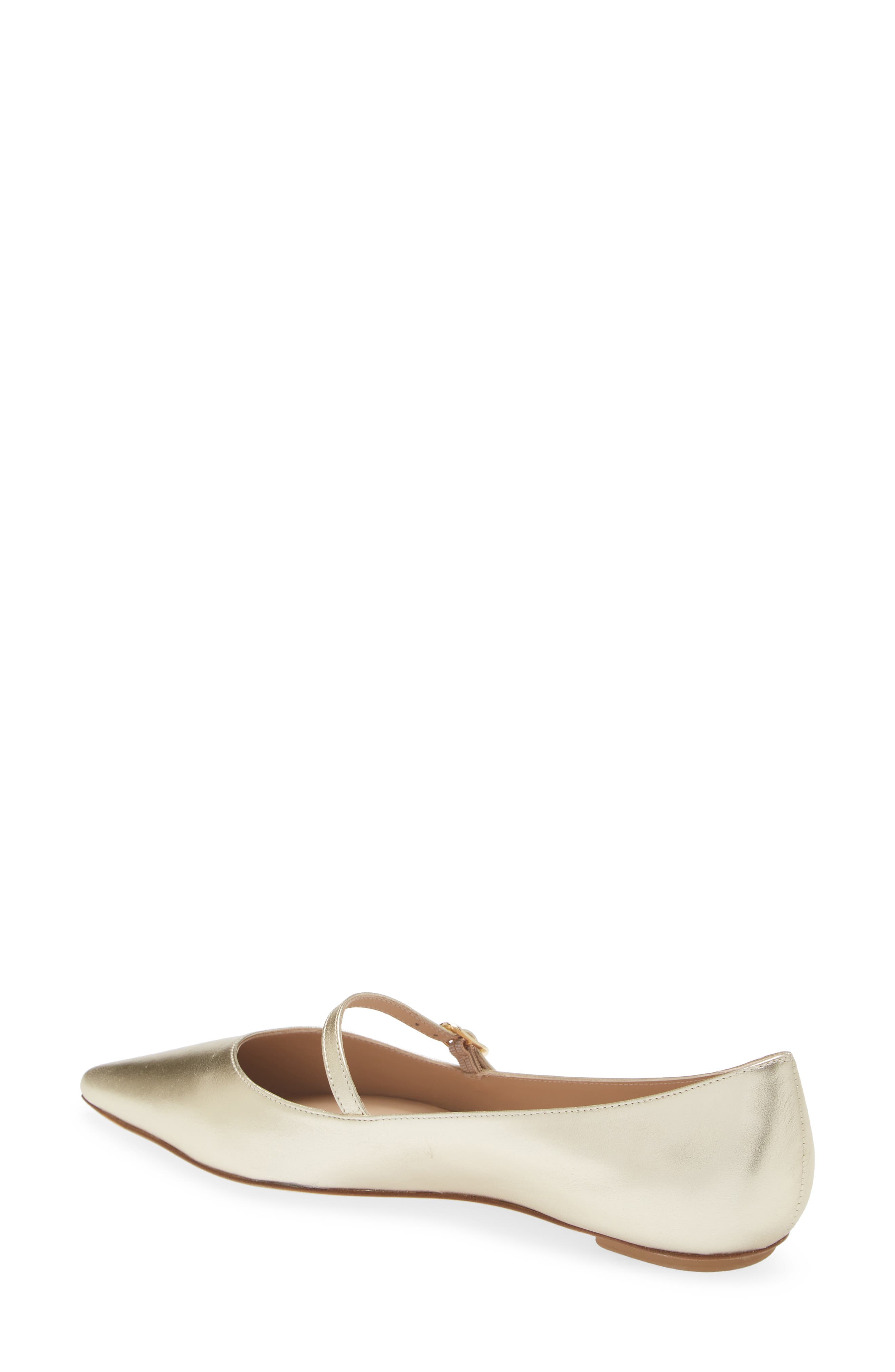 Stuart Weitzman Emilia Mary Jane Flat, Alternate, color, Light Gold