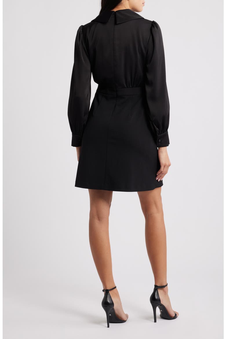 Shawl Collar Balloon Sleeve Dress, Alternate, color, BLACK