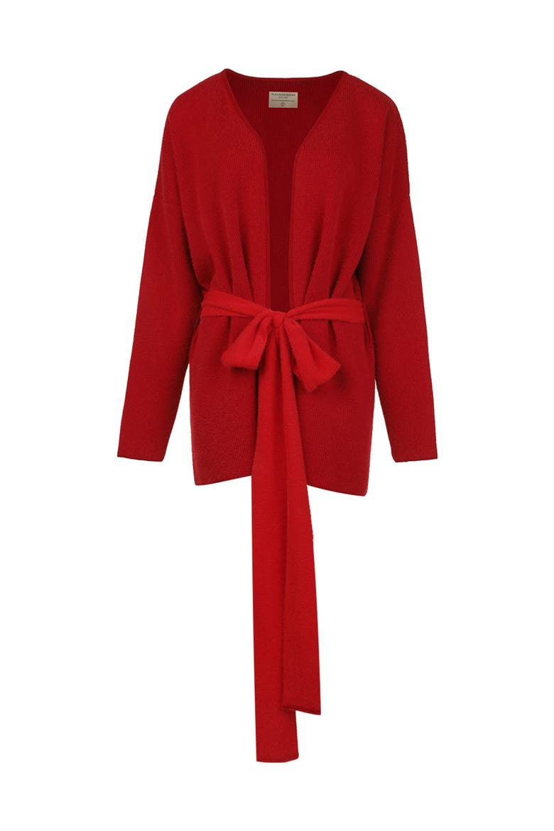 Cherry Fluffy Knit Cardigan, Main, color, Red