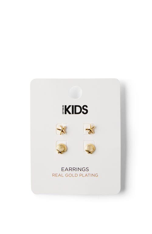 Cotton On Kids Kid's Kids Earring Set In 12k Gold Plated Shells