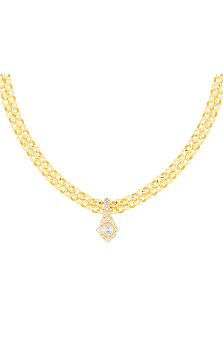 EF Collection Daphne Diamond Pendant Double Chain Necklace, Main, color, Gold