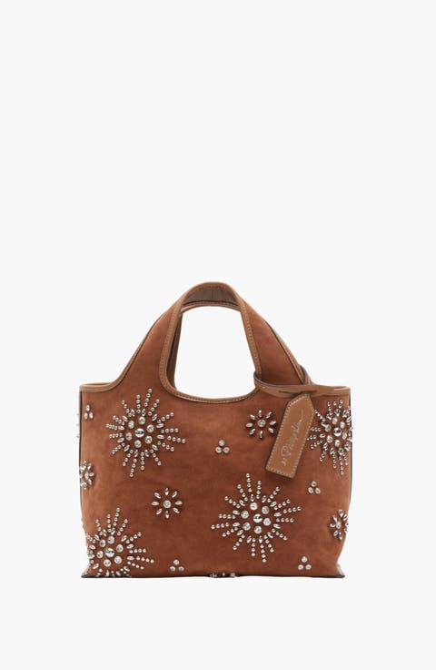 Studded Faux Suede Mini Market Tote