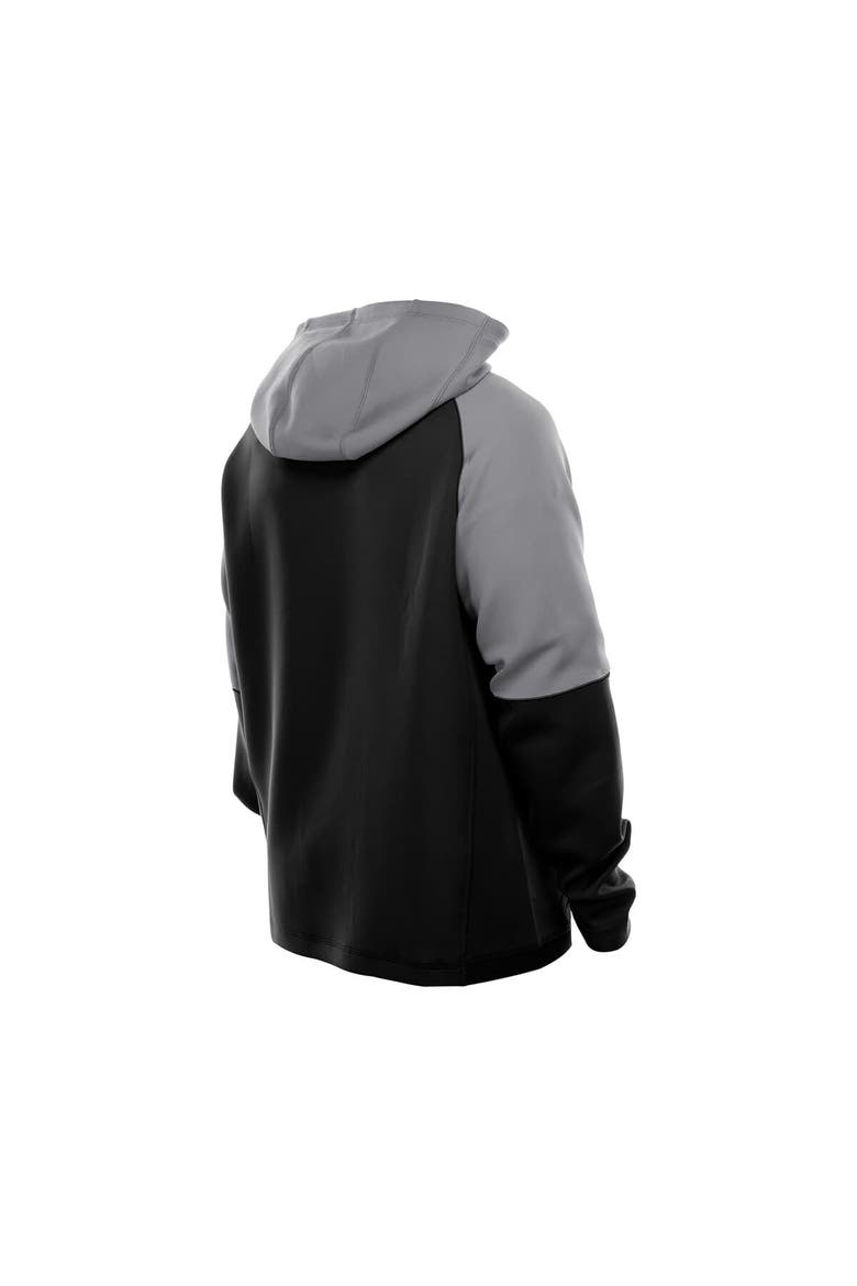 Men's New Era  Black Las Vegas Raiders Combine Authentic Color Block Raglan Pullover Hoodie, Alternate, color, Black