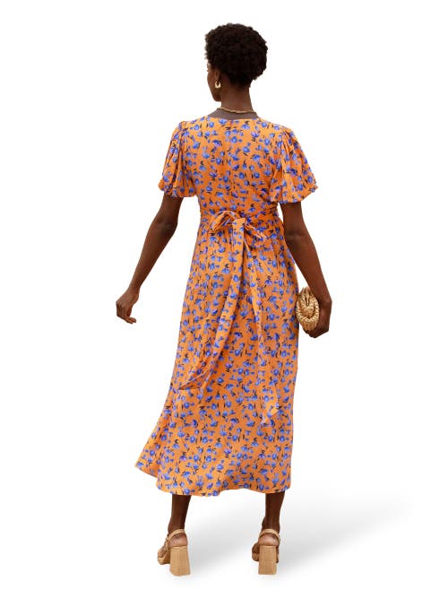 Ro&zo Womens Orange Floral-print Puff-sleeve Woven Maxi Dress In Red