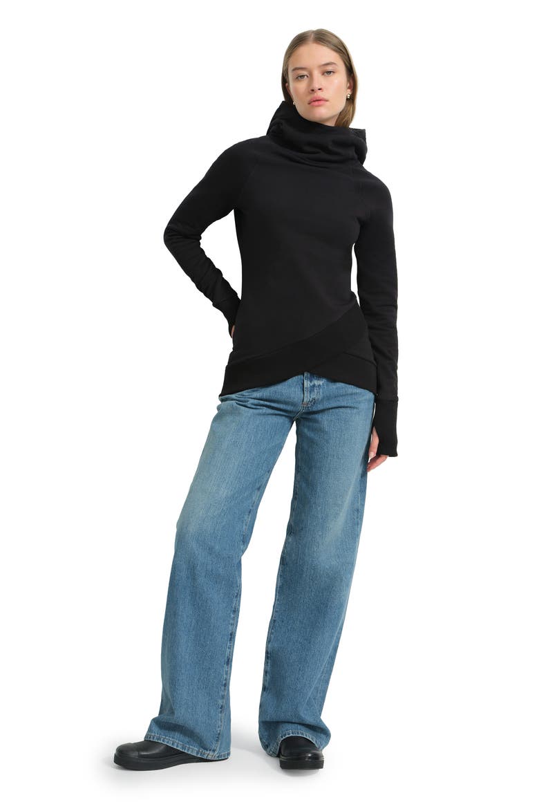 Geneva Funnel Neck Sweatshirt, Alternate, color, BLACK