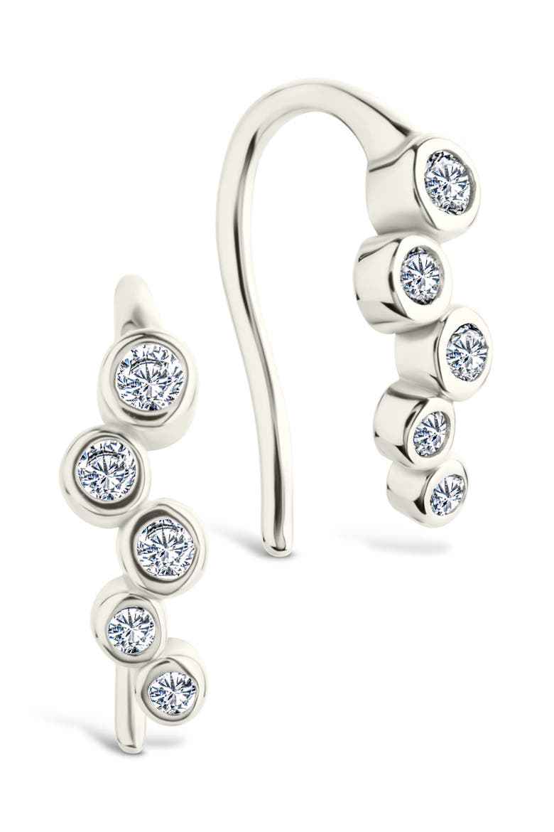 Talia Bezel Cubic Zirconia Ear Crawlers, Main, color, SILVER