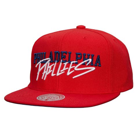 Men's Mitchell & Ness Red Philadelphia Phillies Team Tagged Snapback Hat