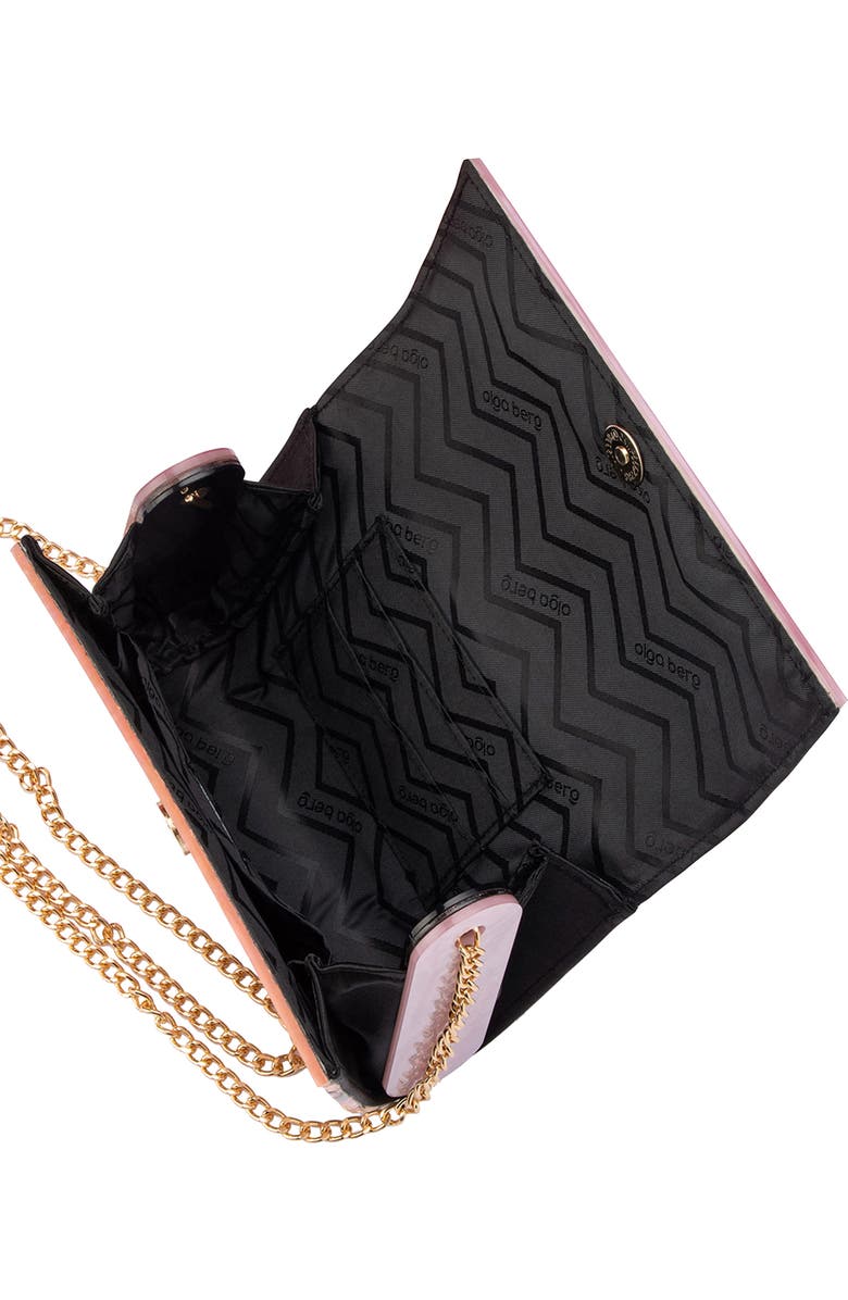 Olga Berg Tacer Acrylic Foldover Clutch, Alternate, color,