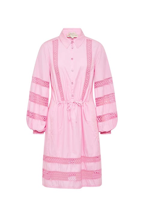 Knee Length Cotton Blend Dream Dress With Macrame Details
