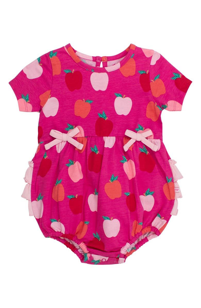 RuffleButts Apple of My Eye Ruffle Cotton Bubble Romper, Main, color, Pink