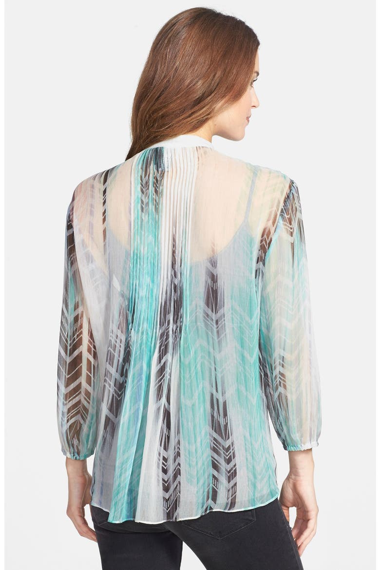 Pleated Print Blouse, Alternate, color, MULTI AZTEC
