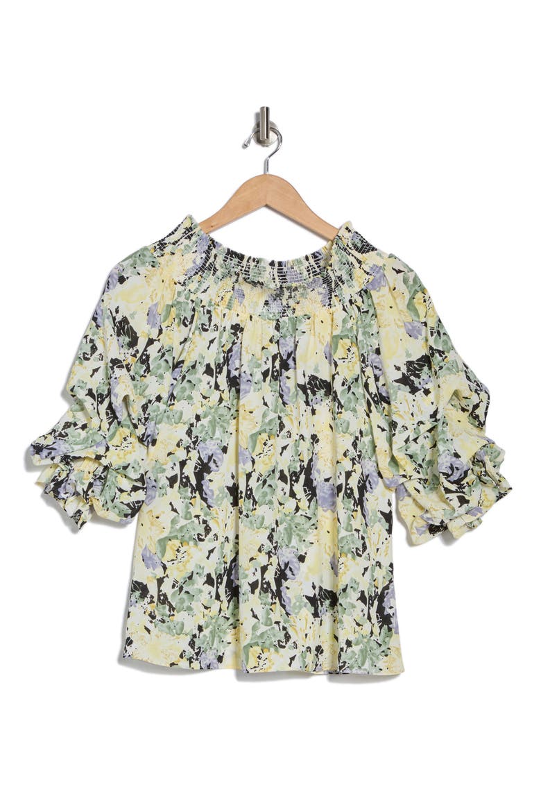 Floral Print Off the Shoulder Top, Alternate, color, YELLOW