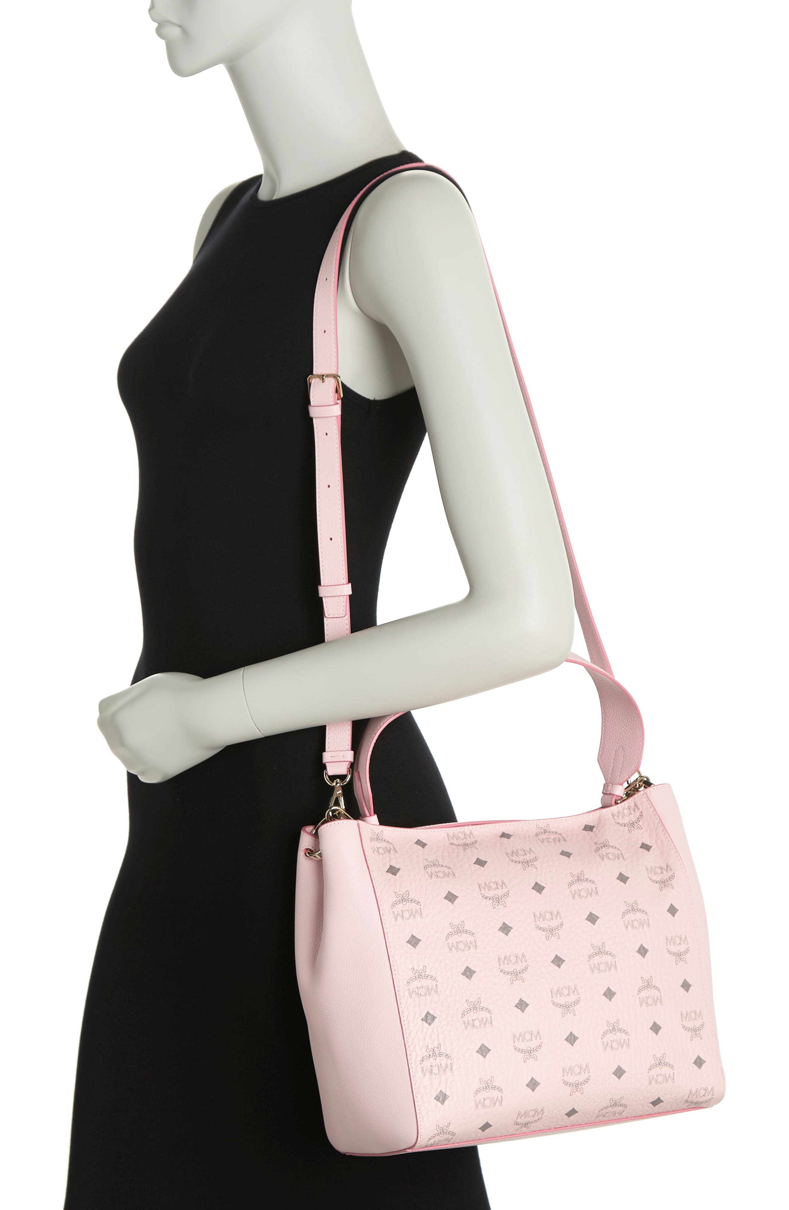 MCM Medium MCM Logo Hobo Bag, Alternate, color, 