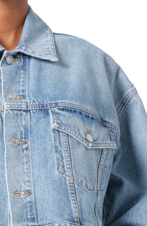 Agolde Palmer Crop Denim Jacket In Space (worn Lt Blue)