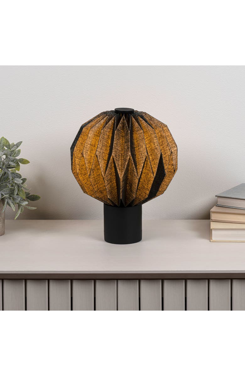 JONATHAN Y Quincy 11" Modern Minimalist Paper Pleated Orb Accent LED Table Lamp, Alternate, color, Black