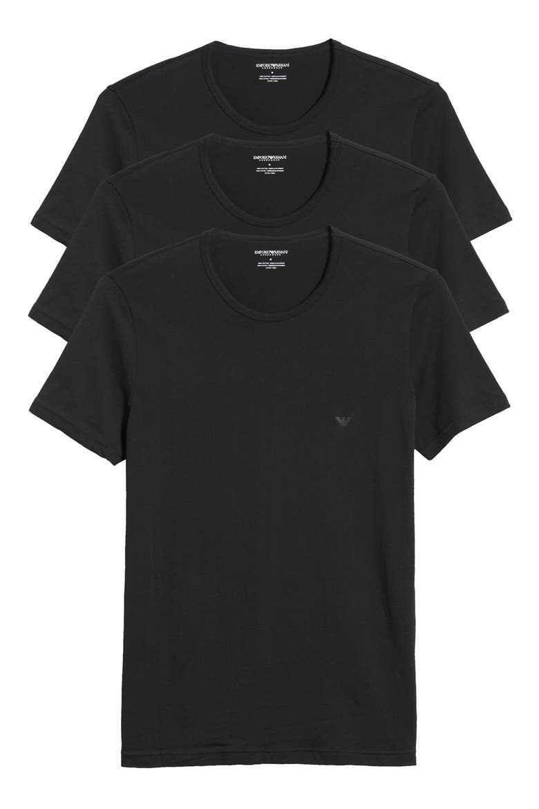 3-Pack Crewneck Cotton T-Shirts, Alternate, color, BLACK