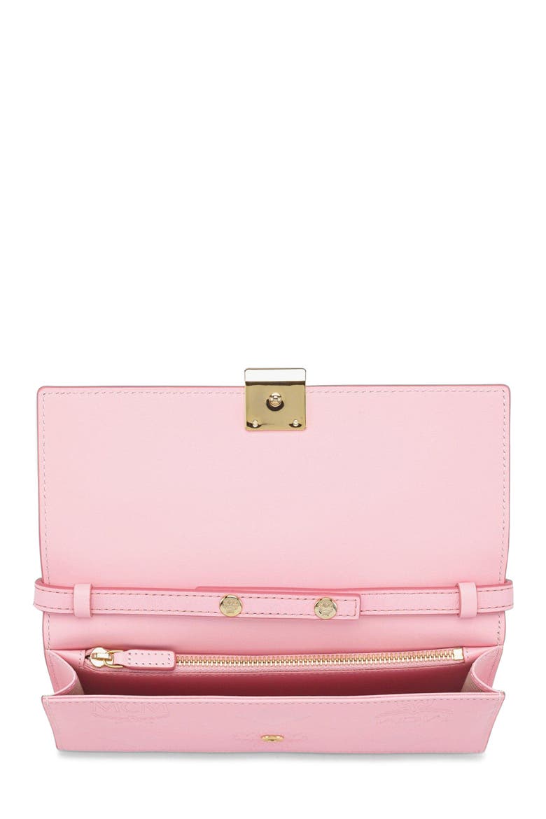 Large Aren Chain Wallet in Embossed Monogram Leather, Alternate, color, Lotus Pink