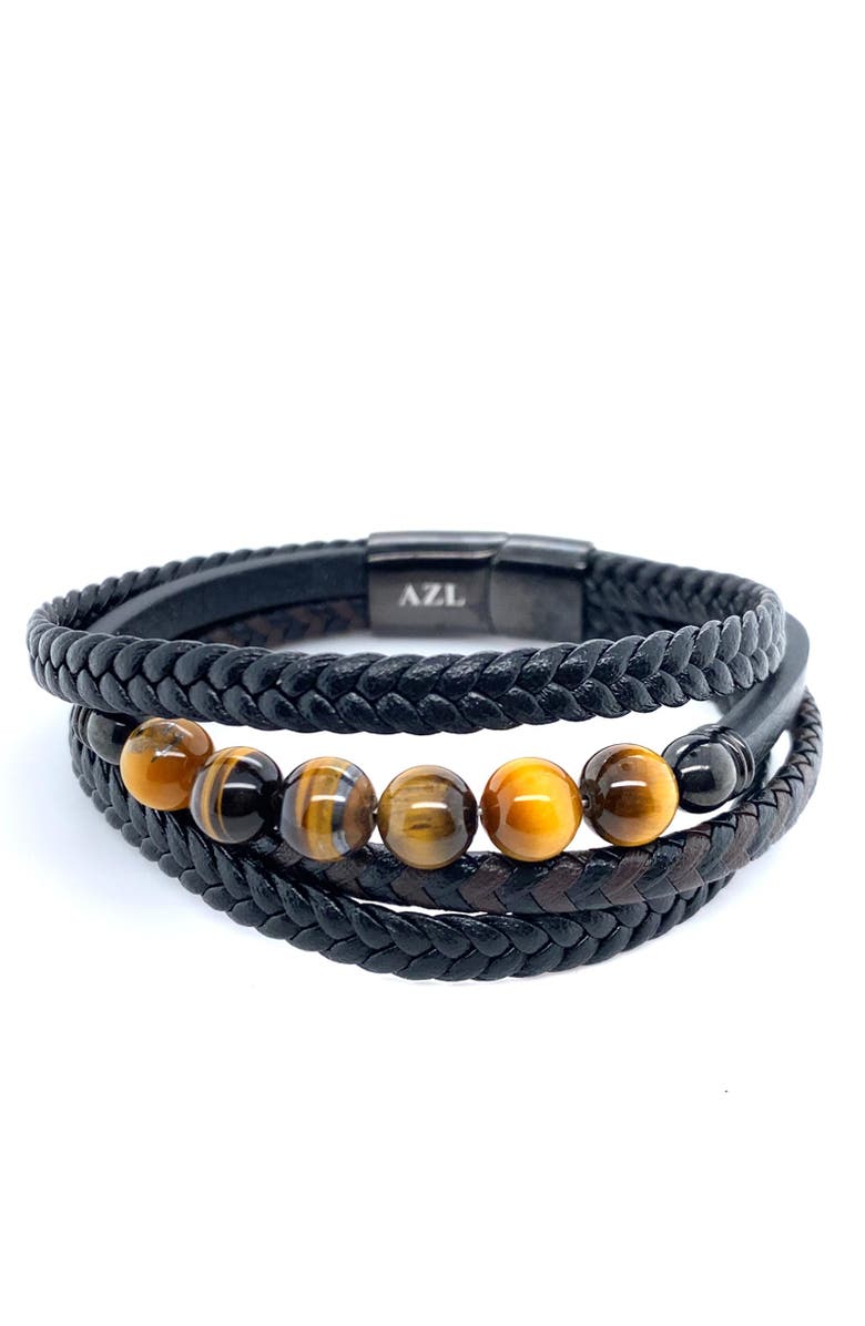 Anna Zuckerman Forrest Tiger Eye Men's Cuff, Main, color, Black