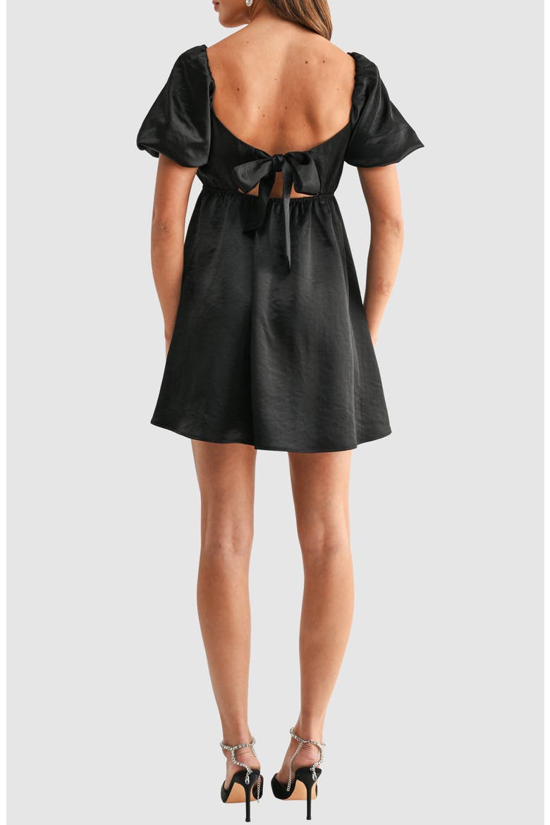 Satin Babydoll Minidress, Alternate, color, BLACK