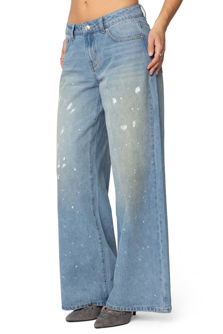 Paint Splatter Wide Leg Jeans, Alternate, color, LIGHT-BLUE