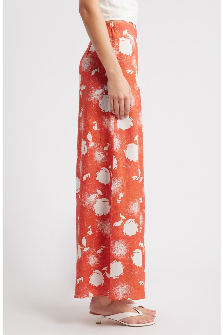 Martina Floral Linen Maxi Skirt, Alternate, color, SUNROSE ROSSO