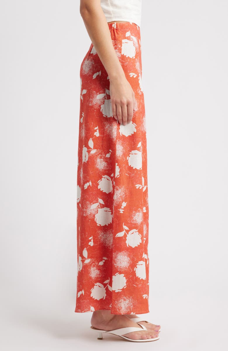 Faithfull the Brand Martina Floral Linen Maxi Skirt, Alternate, color, Sunrose Rosso
