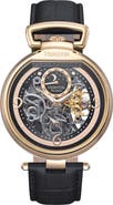Heritor Automatic Lincoln Leather-Band Skeleton Watch with Moon Phase
