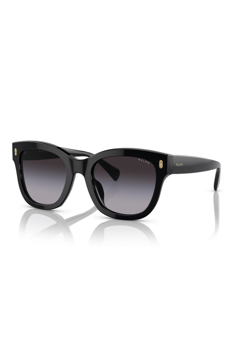 52mm Gradient Oval Sunglasses, Alternate, color, SHINY BLACK / GRADIENT GREY
