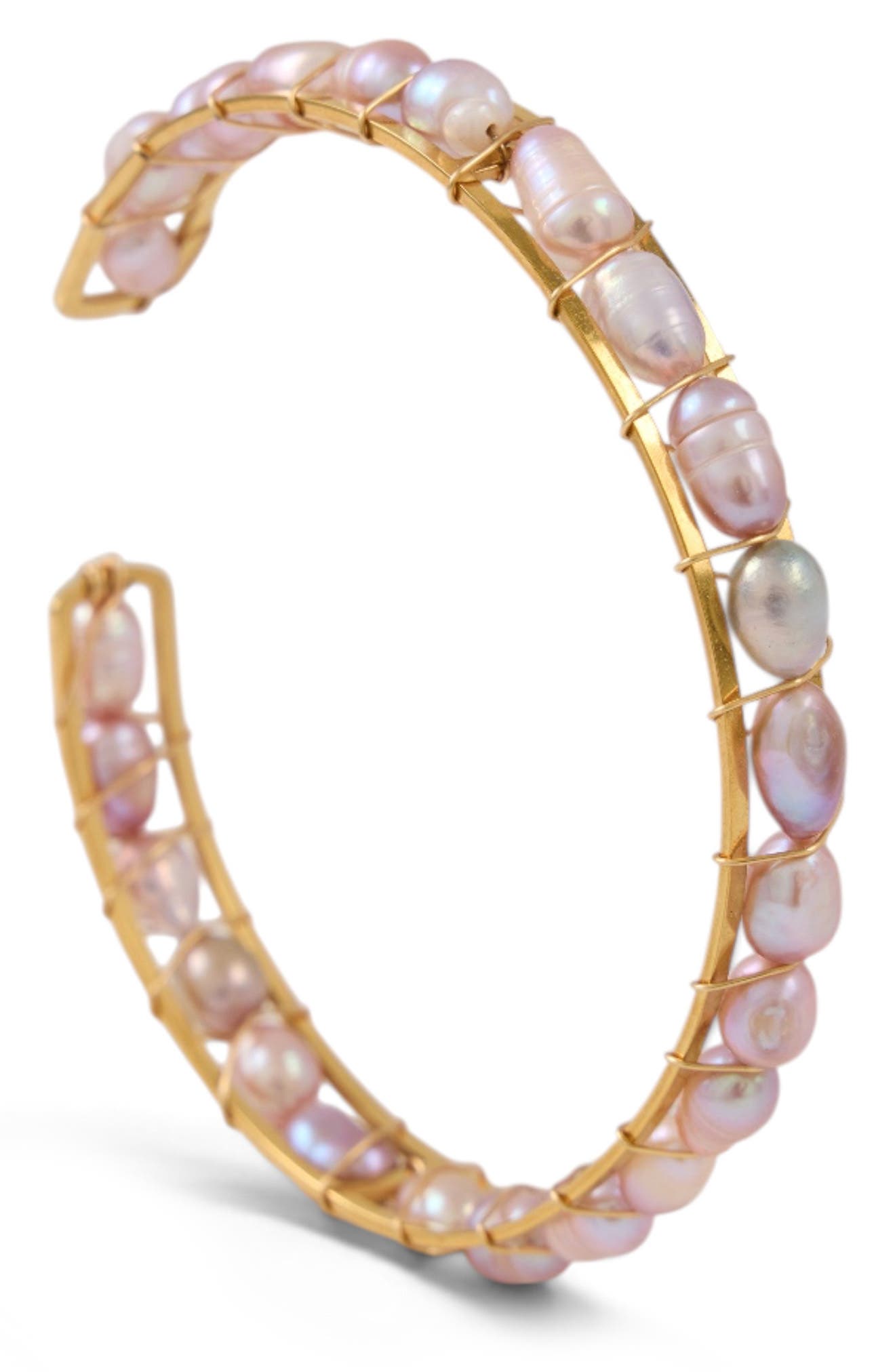 Freshwater Pearl Wire Wrapped Cuff Bracelet