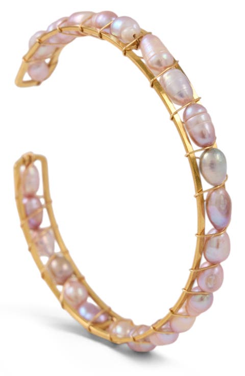 Freshwater Pearl Wire Wrapped Cuff Bracelet