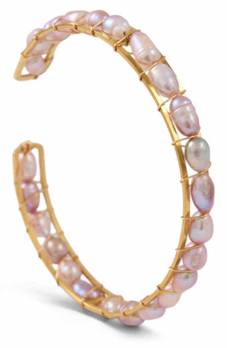 Freshwater Pearl Wire Wrapped Cuff Bracelet