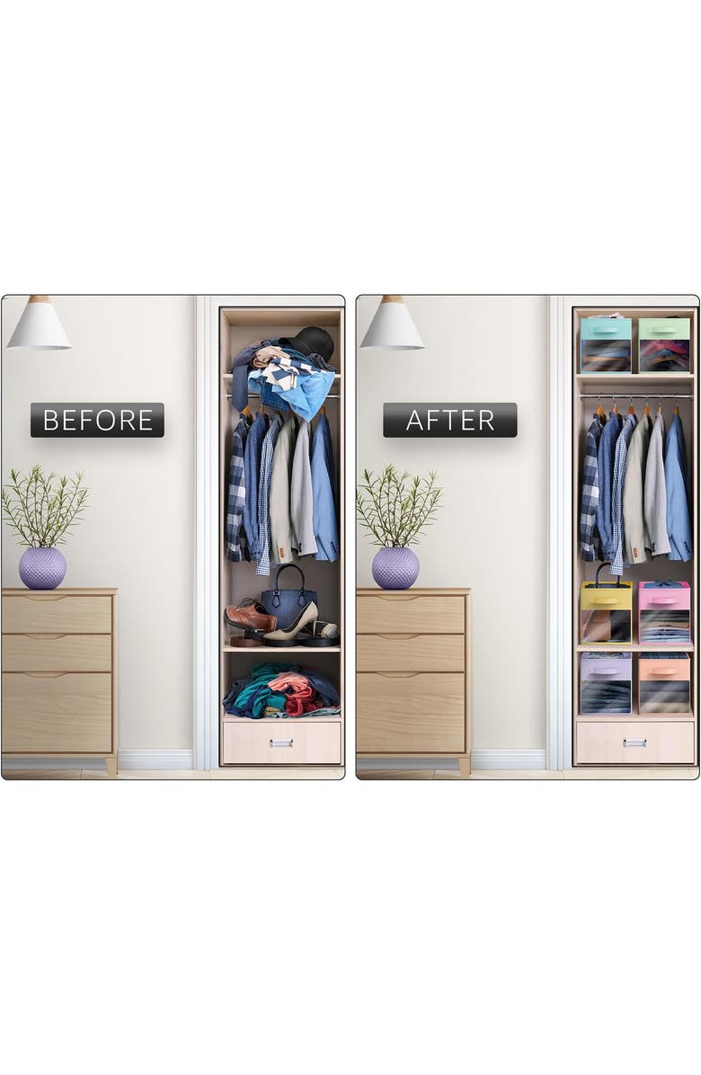 SORBUS 6-Pack Window Collapsible Storage Bins, Alternate, color, Pastel Colors