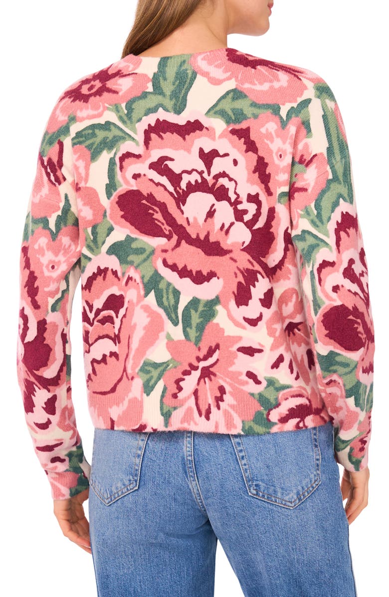 CeCe Floral Jacquard Sweater, Alternate, color, New Ivory