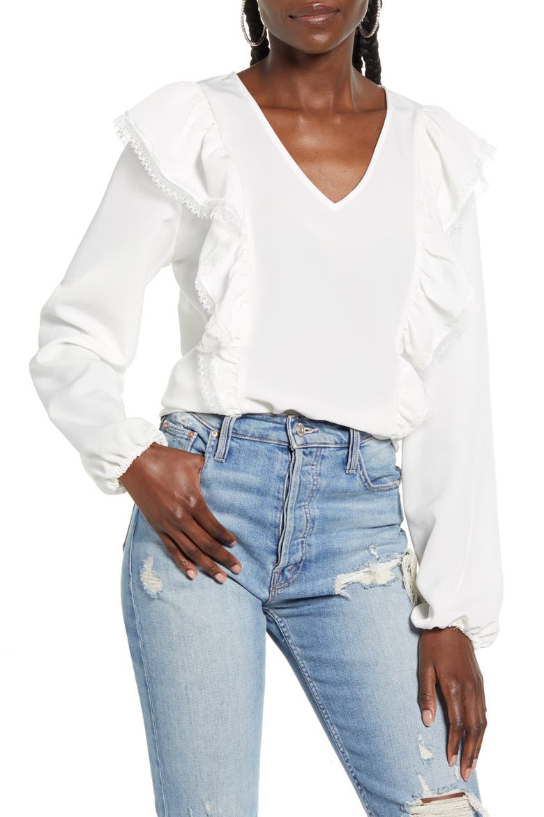 VERO MODA Karma Long Sleeve Blouse, Main, color, SNOW WHITE
