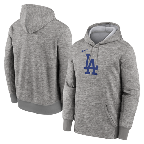 Men's Nike Heather Gray Los Angeles Dodgers Primary Logo Therma Hoodie