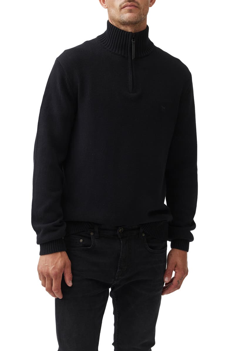 Rodd & Gunn Merrick Bay Quarter Zip Sweater, Main, color, Onyx