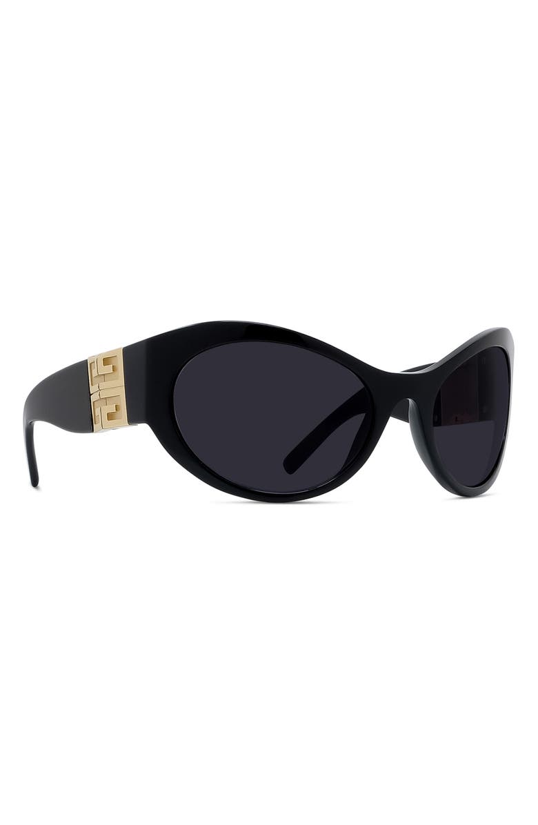 Givenchy 4G 63mm Oversize Cat Eye Sunglasses, Alternate, color, Shiny Black / Smoke
