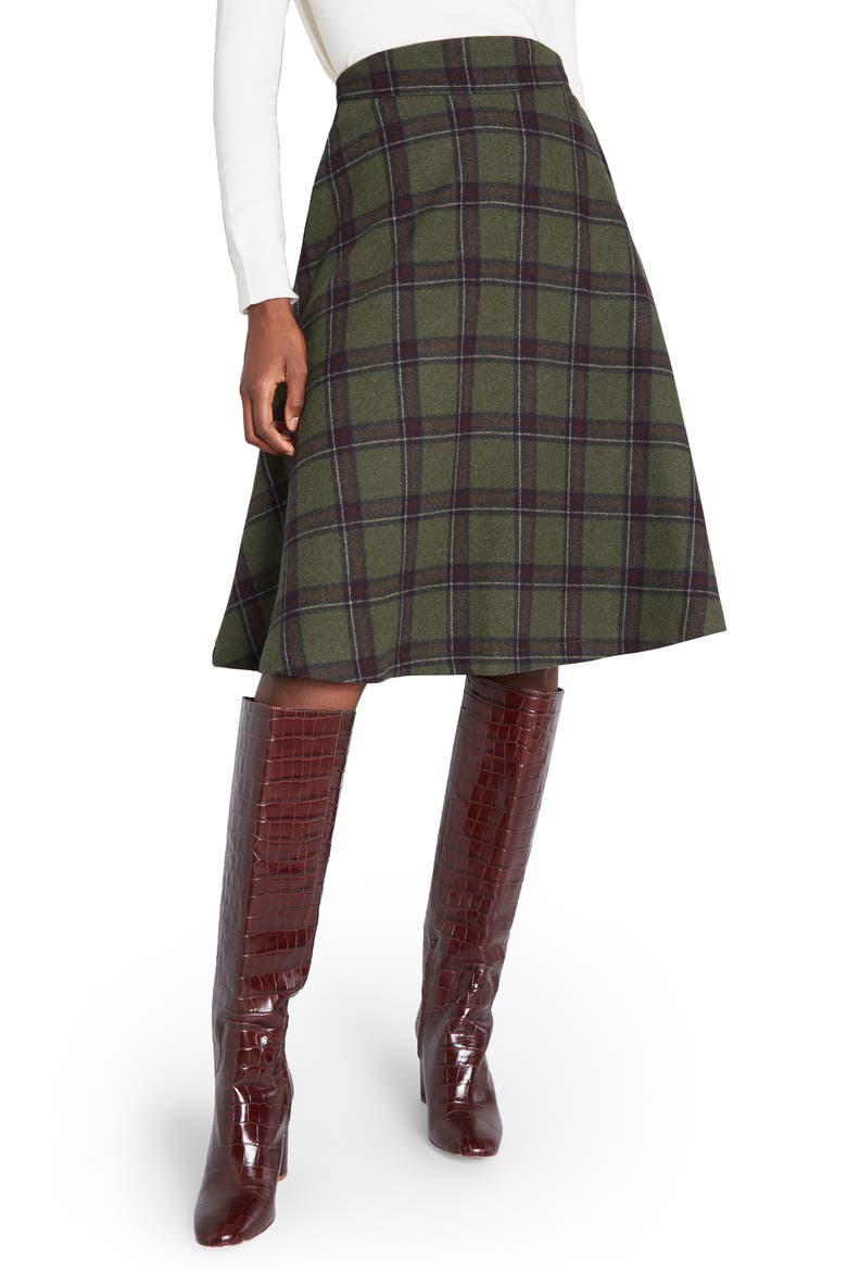 Prim Class Hero Plaid Skirt, Main, color, GREEN PLAID