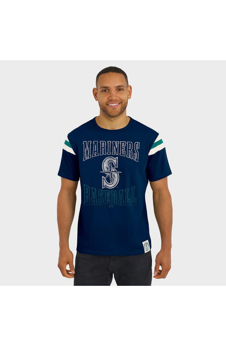 Darius Rucker Collection by Fanatics Men's Darius Rucker Collection by Fanatics Navy Seattle Mariners Distressed Sleeve Stripe T-Shirt, Alternate, color, Navy