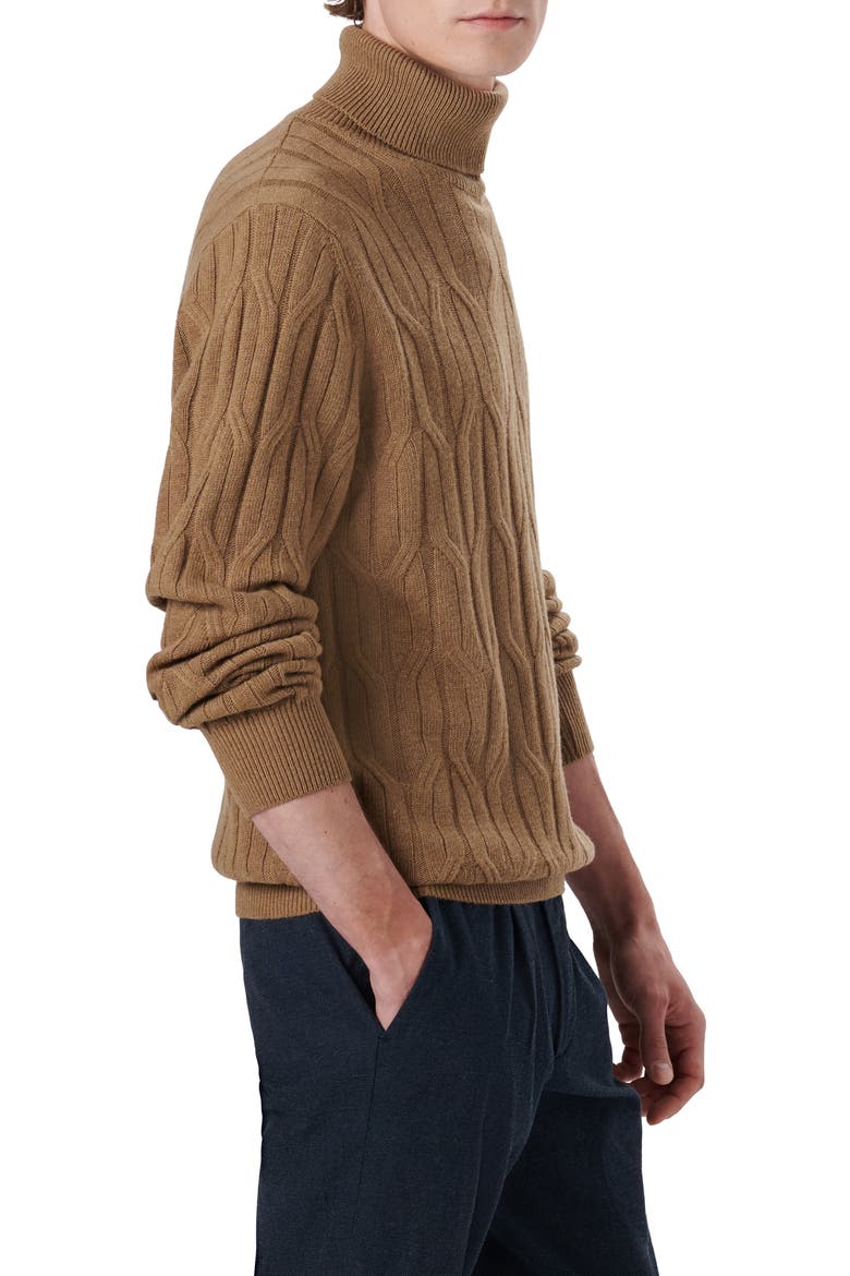 Cable Knit Turtleneck Sweater, Alternate, color, TOBACCO