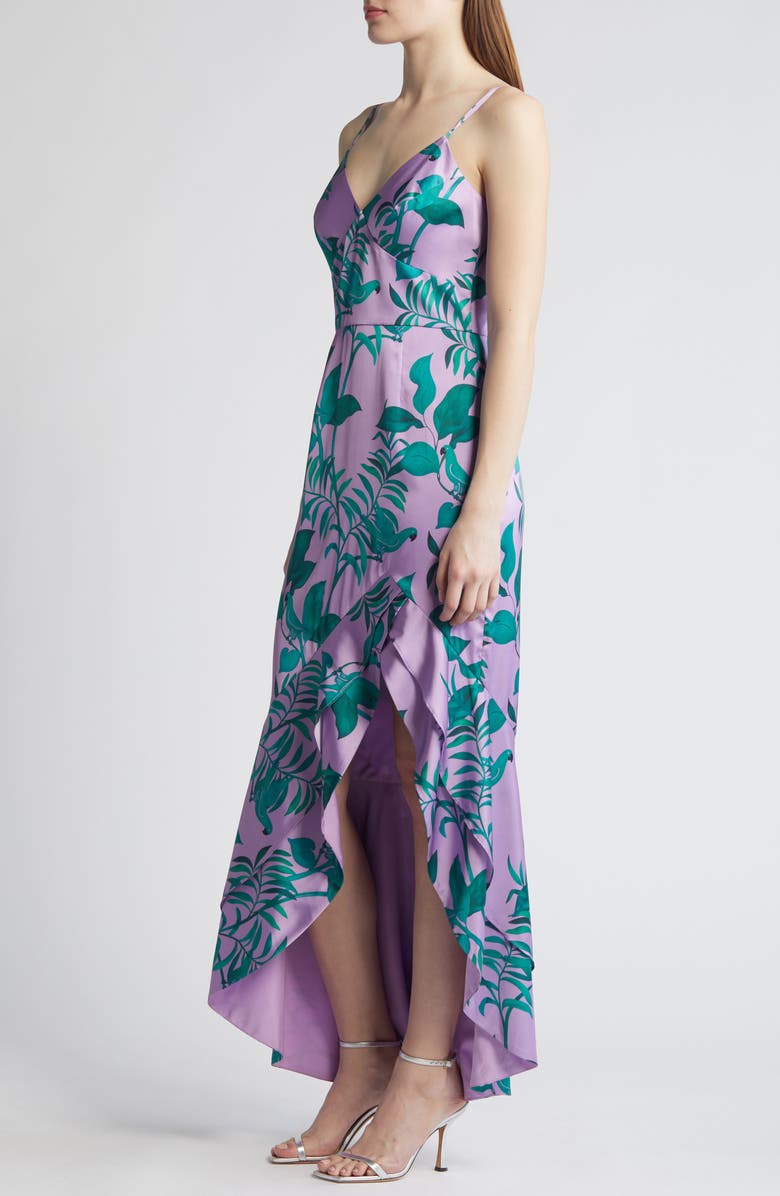 Hutch Angel Tropical Print Satin High-Low Dress, Alternate, color, 