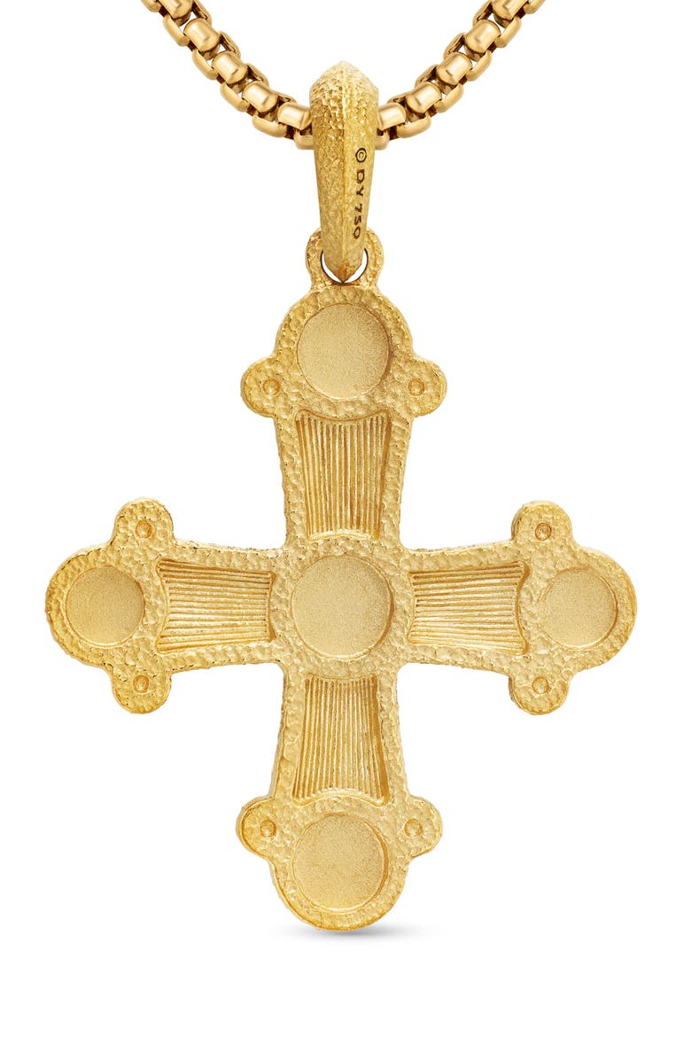 David Yurman Shipwreck Cross Amulet in 18K Yellow Gold with Gems, Alternate, color, 18K Yellow Gold/ Emerald