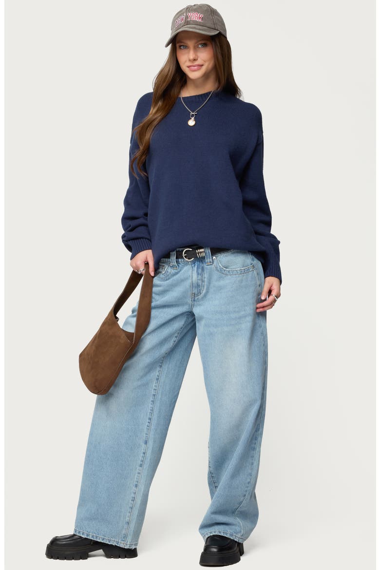 Priscila Oversize Crewneck Sweater, Alternate, color, NAVY