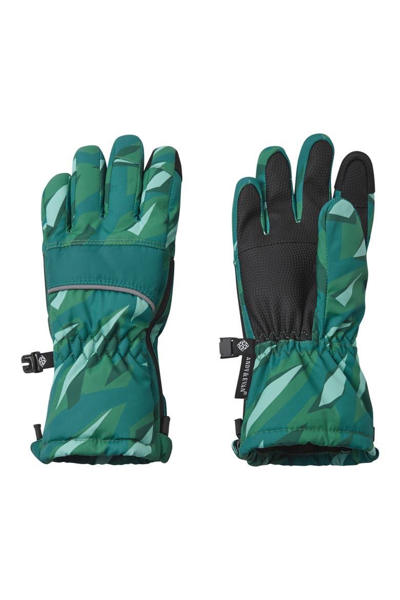 Kids' Camo Print Zip Gloves, Main, color, GREEN CAMO