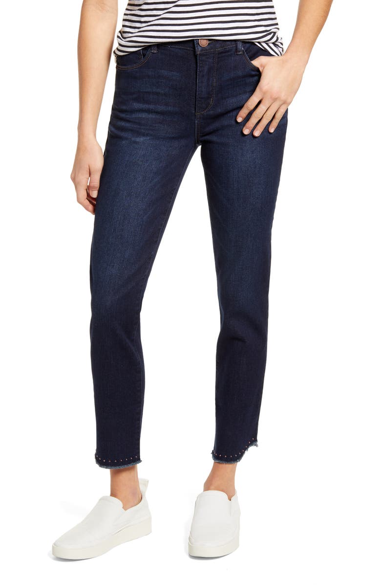 Wit & Wisdom Ab-Solution High Waist Fray Hem Ankle Skinny Jeans, Main, color, 